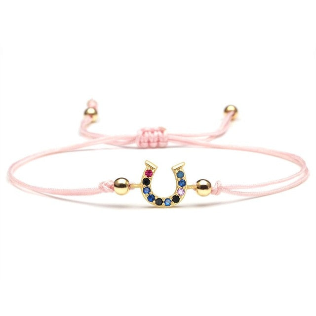 Bracelet Cheval Cordon et cristaux multicolore