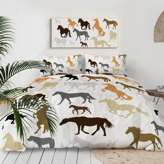 Housse de Couette Chevaux Silhouettes multicolores