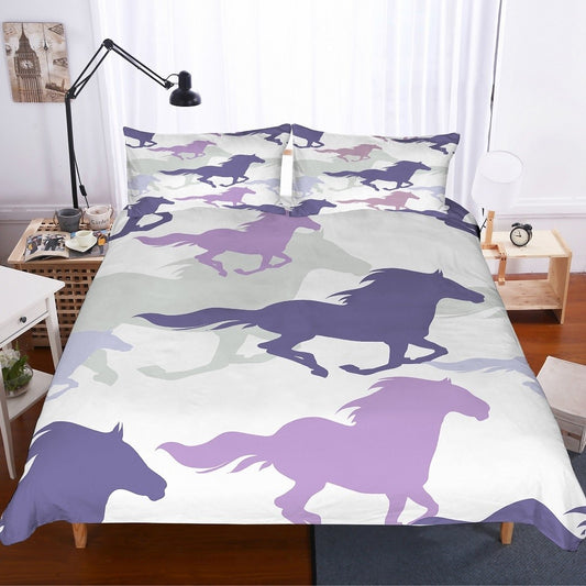 Housse de Couette Cheval Silhouette Violette