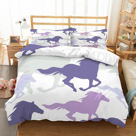 Housse de Couette Cheval Silhouette Violette