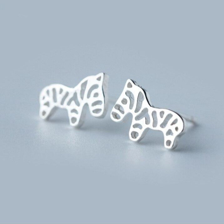 Boucles d'oreilles puces Poney en Argent