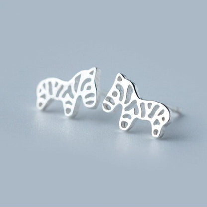 Boucles d'oreilles puces Poney en Argent