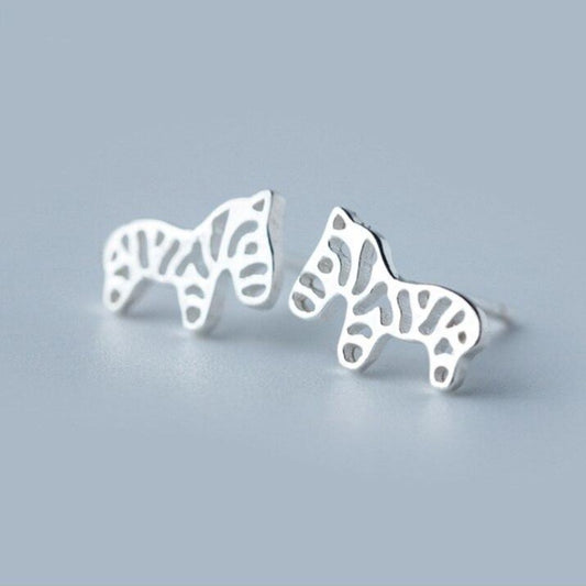 Boucles d'oreilles puces Poney en Argent