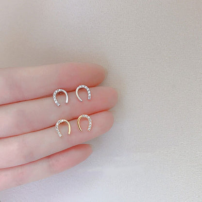 Boucles d'oreilles Fer à Cheval en Argent et Zircon