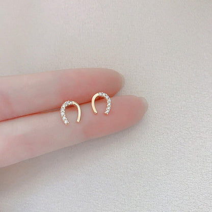 Boucles d'oreilles Fer à Cheval en Argent et Zircon