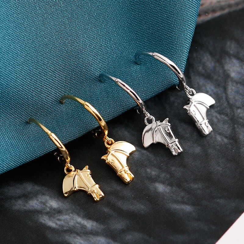 Boucle d'oreille Dormeuse Cheval Argent