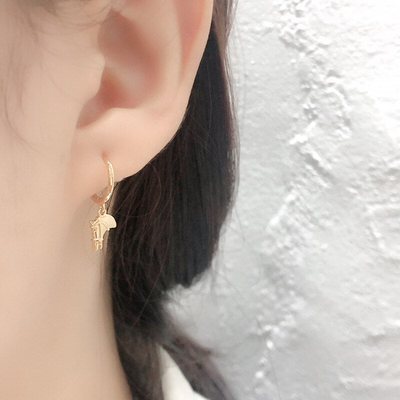 Boucle d'oreille Dormeuse Cheval Argent
