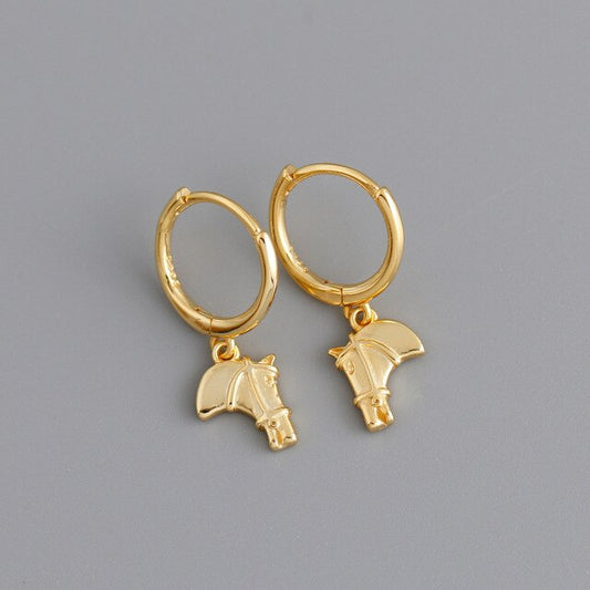 boucles d'oreilles dormeuses cheval en or