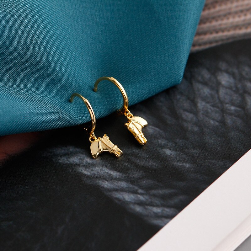 Boucle d'oreille Dormeuse Cheval Argent