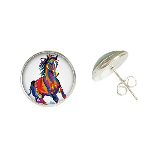 Boucles d'oreilles Puces Cheval Multicolore