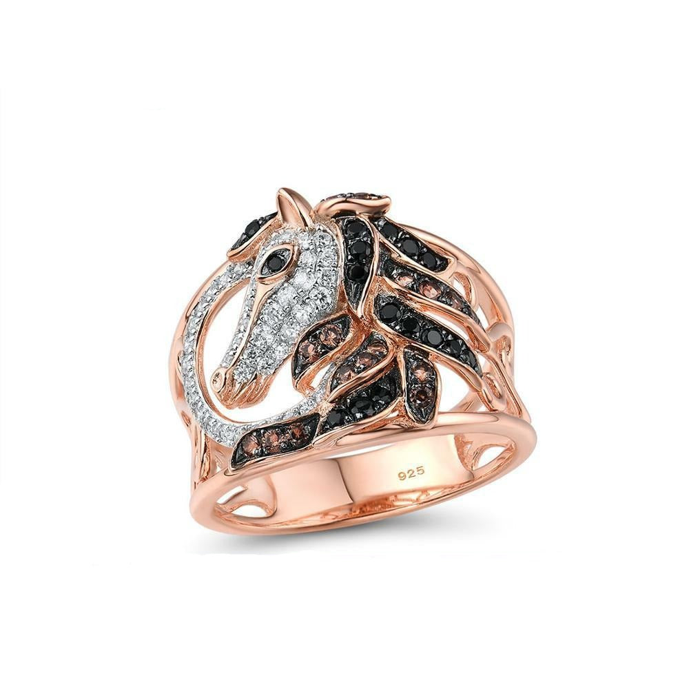 Bague Tête de Cheval en Argent Rose