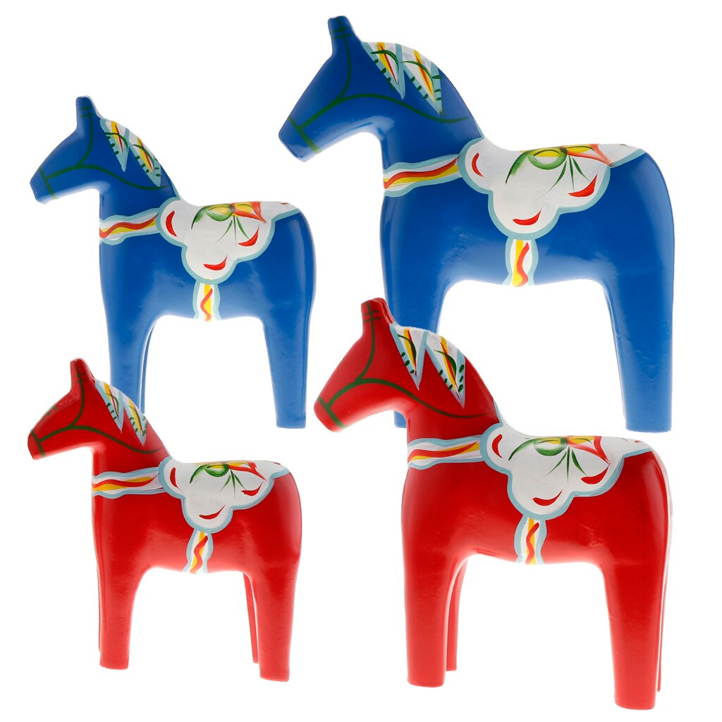 Statue Cheval Suédois en bois - Lot de 2