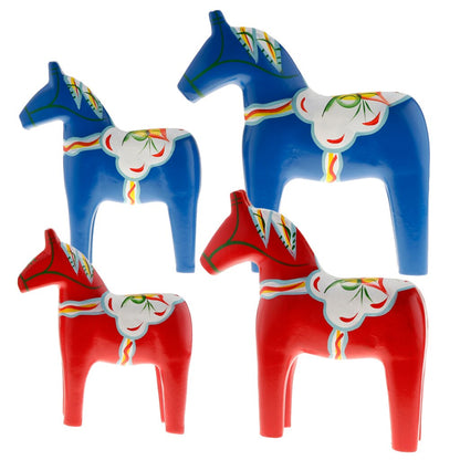 Statue Cheval Suédois en bois - Lot de 2