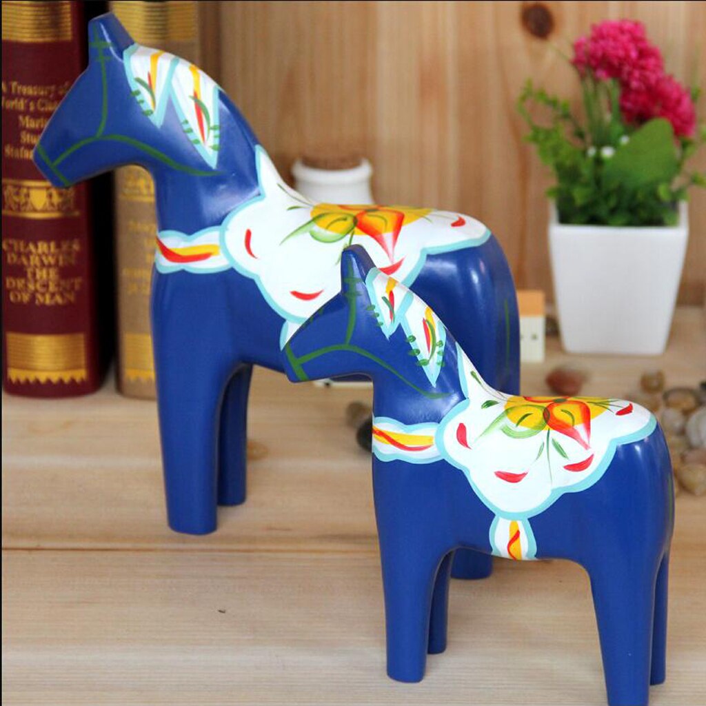 Statue Cheval Suédois en bois - Lot de 2