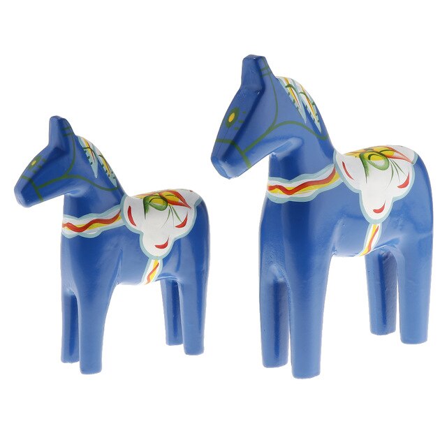 Statue Cheval Suédois en bois - Lot de 2