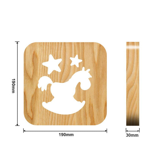 Lampe cheval à bascule en bois
