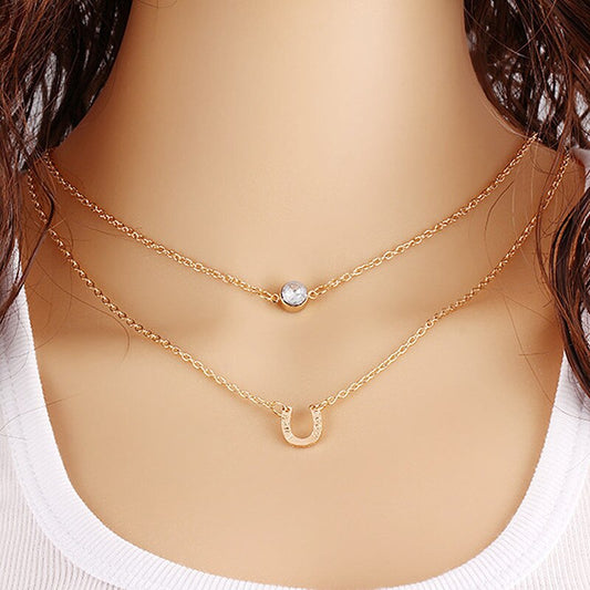 Double collier gemme chanceuse
