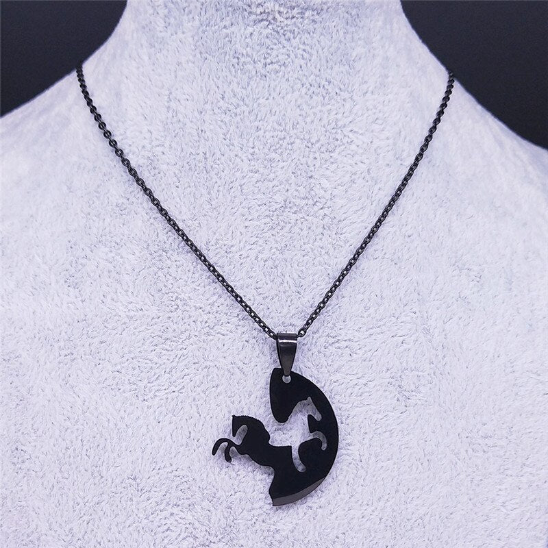 Collier Cheval puzzle noir