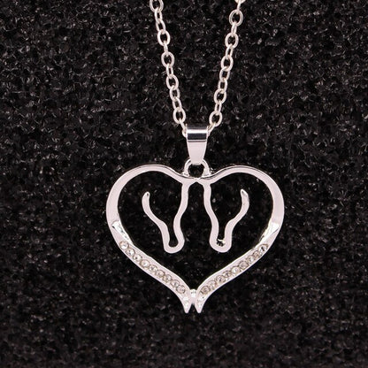 Collier Cheval Cœur amour des chevaux