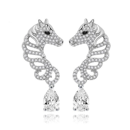 Boucles D'oreilles Tête de Cheval en cristaux
