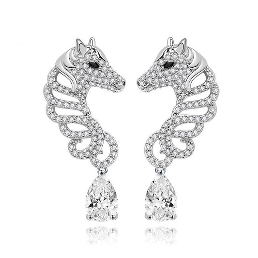 Boucles D'oreilles Tête de Cheval en cristaux