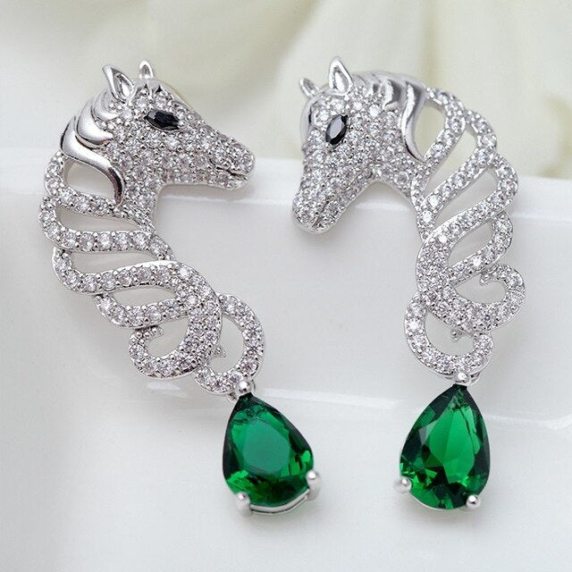 Boucles D'oreilles Tête de Cheval en cristaux