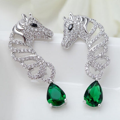 Boucles D'oreilles Tête de Cheval en cristaux
