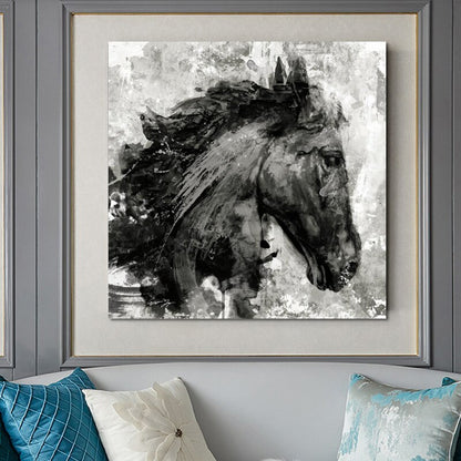 Tableau Cheval <br> Abstrait Noir et Blanc