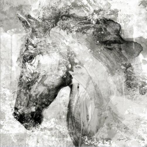 Tableau Cheval <br> Abstrait Noir et Blanc