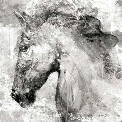 Tableau Cheval <br> Abstrait Noir et Blanc