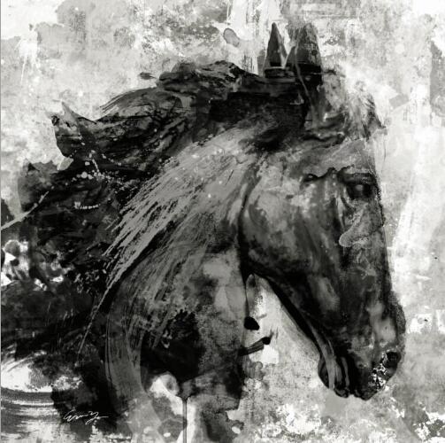 Tableau Cheval <br> Abstrait Noir et Blanc
