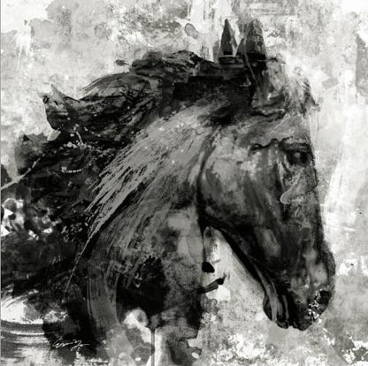 Tableau Cheval <br> Abstrait Noir et Blanc