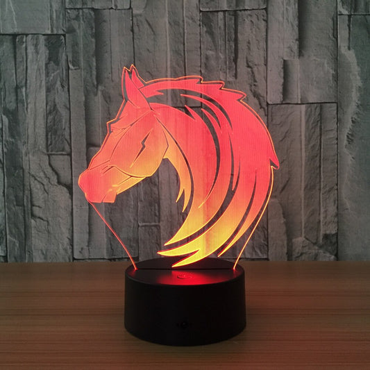 Lampe Cheval <br> LED 3D crinière sauvage