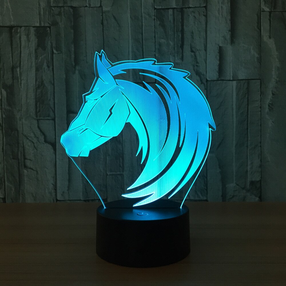 Lampe Cheval <br> LED 3D crinière sauvage