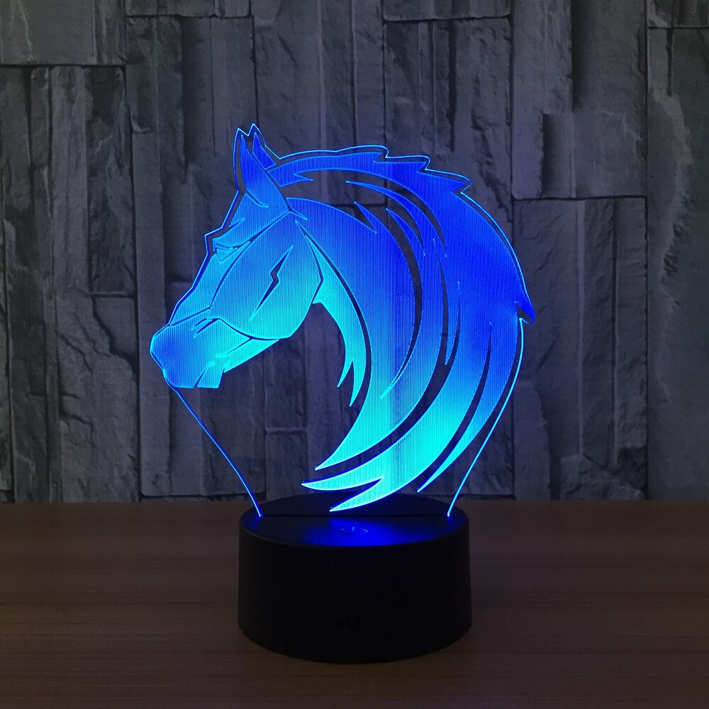 Lampe Cheval <br> LED 3D crinière sauvage