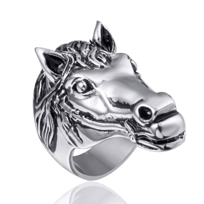 bague tête de cheval acier