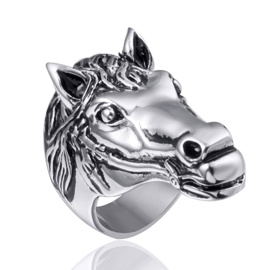 bague tête de cheval acier