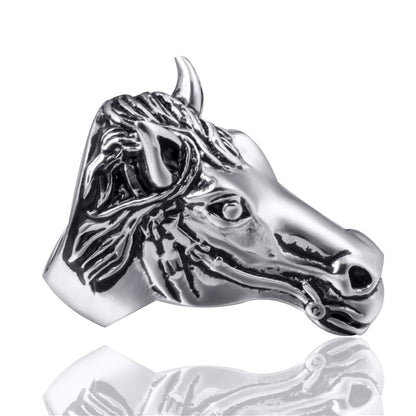 Bague Tête de Cheval en Acier
