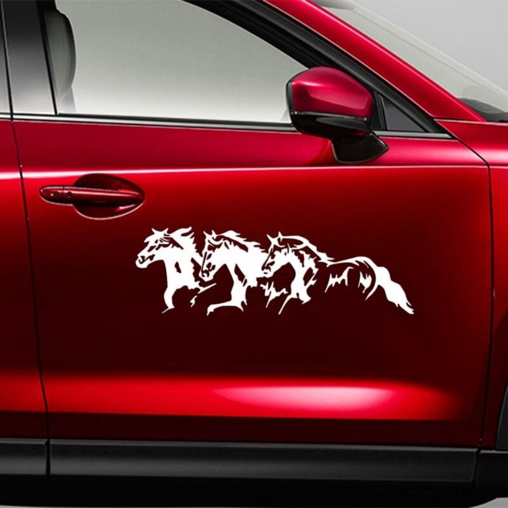 sticker cheval voiture
