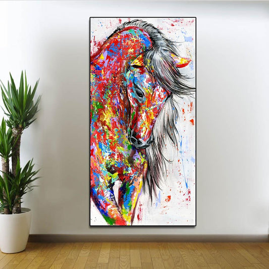 Tableau Cheval Coloré Tête baissé