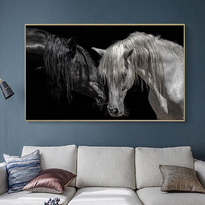 Tableau Cheval <br> Noir et Blanc Triste