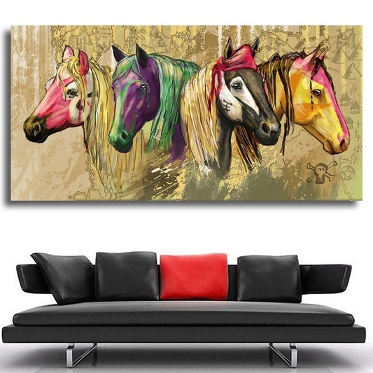 Tableau Chevaux <br> Abstrait Multicolores