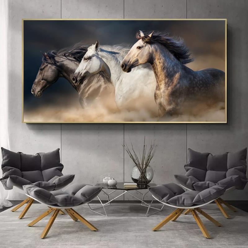 Tableau Trio de Chevaux au Galop