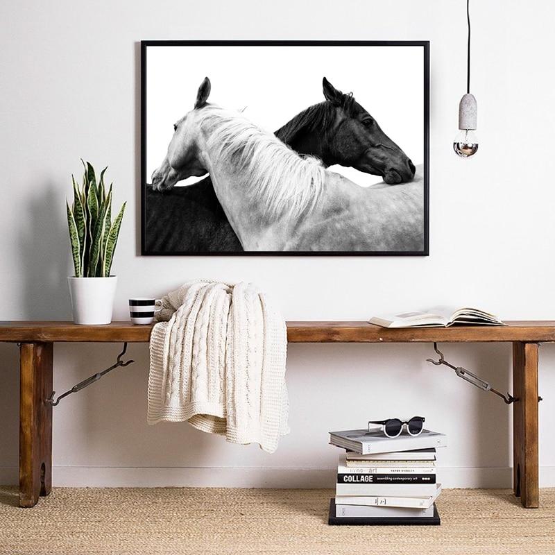 Tableau Cheval Noir et Blanc