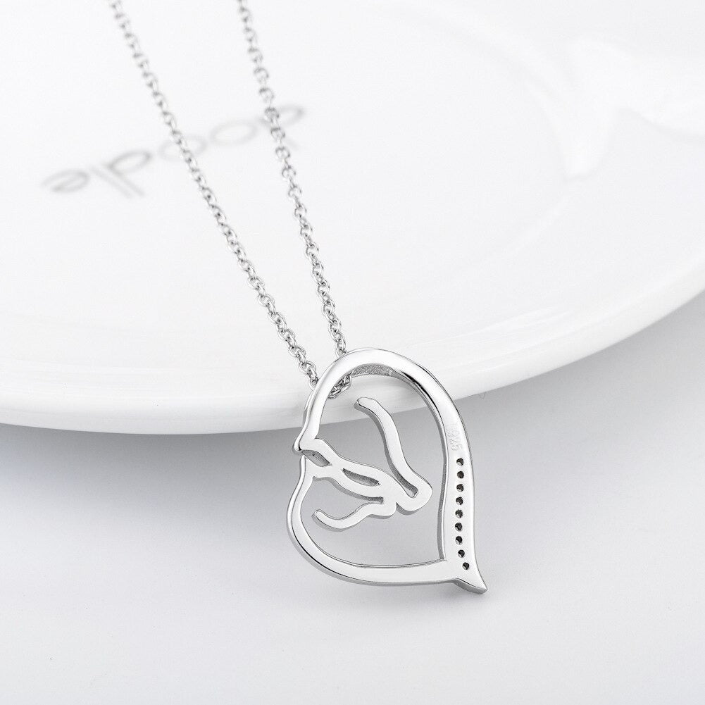 Collier Cheval Cœur en Argent