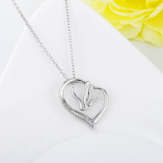 Collier Cheval Cœur en Argent